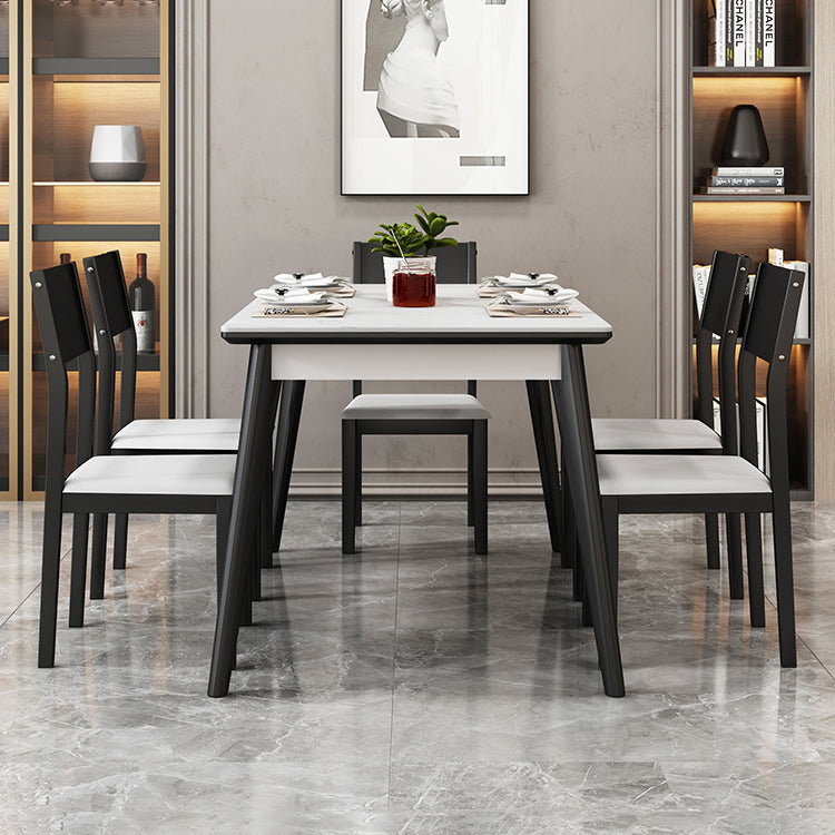 Modern Sintered Stone Table Set of 5/7 with Rectangle Table Dining Set with Woodern Chairs Clearhalo 'Dining Room Sets' 'Dining Tables & Seating' 'dining_room_set' 'furn' 'furn_dining_room_set' 'Furniture' 'furniture_dining_room_set' 'Kitchen & Dining Furniture' 'kitchen&dining_furn' 'kitchen' 3422490