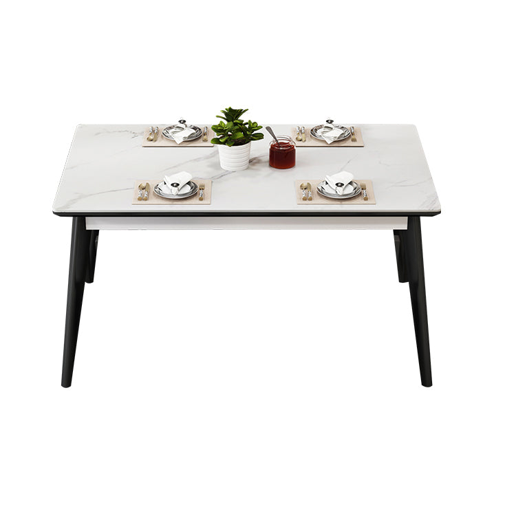 Modern Sintered Stone Table Set of 5/7 with Rectangle Table Dining Set with Woodern Chairs Clearhalo 'Dining Room Sets' 'Dining Tables & Seating' 'dining_room_set' 'furn' 'furn_dining_room_set' 'Furniture' 'furniture_dining_room_set' 'Kitchen & Dining Furniture' 'kitchen&dining_furn' 'kitchen' 3422491