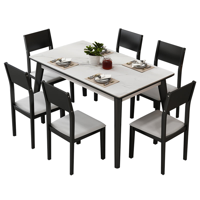 Modern Sintered Stone Table Set of 5/7 with Rectangle Table Dining Set with Woodern Chairs Clearhalo 'Dining Room Sets' 'Dining Tables & Seating' 'dining_room_set' 'furn' 'furn_dining_room_set' 'Furniture' 'furniture_dining_room_set' 'Kitchen & Dining Furniture' 'kitchen&dining_furn' 'kitchen' 3422492