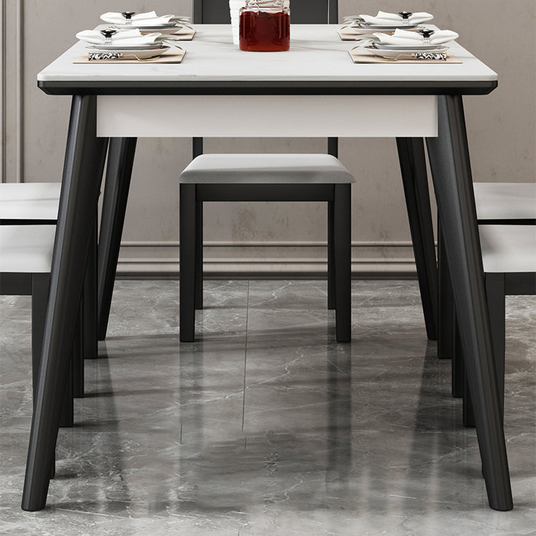 Modern Sintered Stone Table Set of 5/7 with Rectangle Table Dining Set with Woodern Chairs Clearhalo 'Dining Room Sets' 'Dining Tables & Seating' 'dining_room_set' 'furn' 'furn_dining_room_set' 'Furniture' 'furniture_dining_room_set' 'Kitchen & Dining Furniture' 'kitchen&dining_furn' 'kitchen' 3422493
