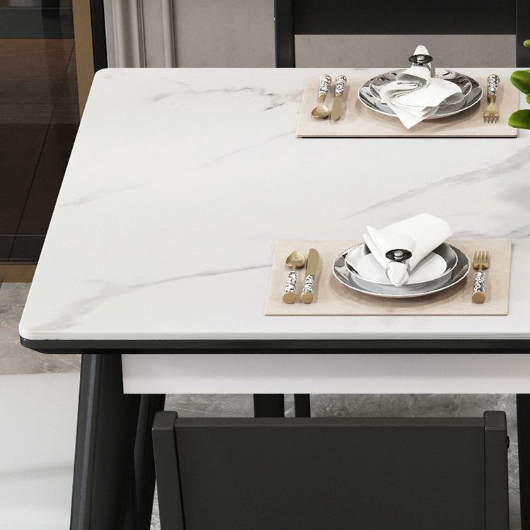 Modern Sintered Stone Table Set of 5/7 with Rectangle Table Dining Set with Woodern Chairs Clearhalo 'Dining Room Sets' 'Dining Tables & Seating' 'dining_room_set' 'furn' 'furn_dining_room_set' 'Furniture' 'furniture_dining_room_set' 'Kitchen & Dining Furniture' 'kitchen&dining_furn' 'kitchen' 3422494