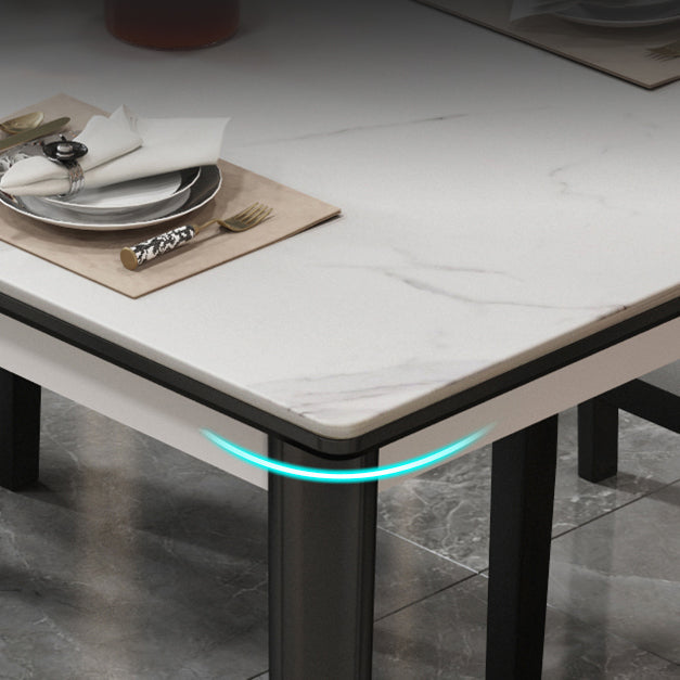 Modern Sintered Stone Table Set of 5/7 with Rectangle Table Dining Set with Woodern Chairs Clearhalo 'Dining Room Sets' 'Dining Tables & Seating' 'dining_room_set' 'furn' 'furn_dining_room_set' 'Furniture' 'furniture_dining_room_set' 'Kitchen & Dining Furniture' 'kitchen&dining_furn' 'kitchen' 3422495