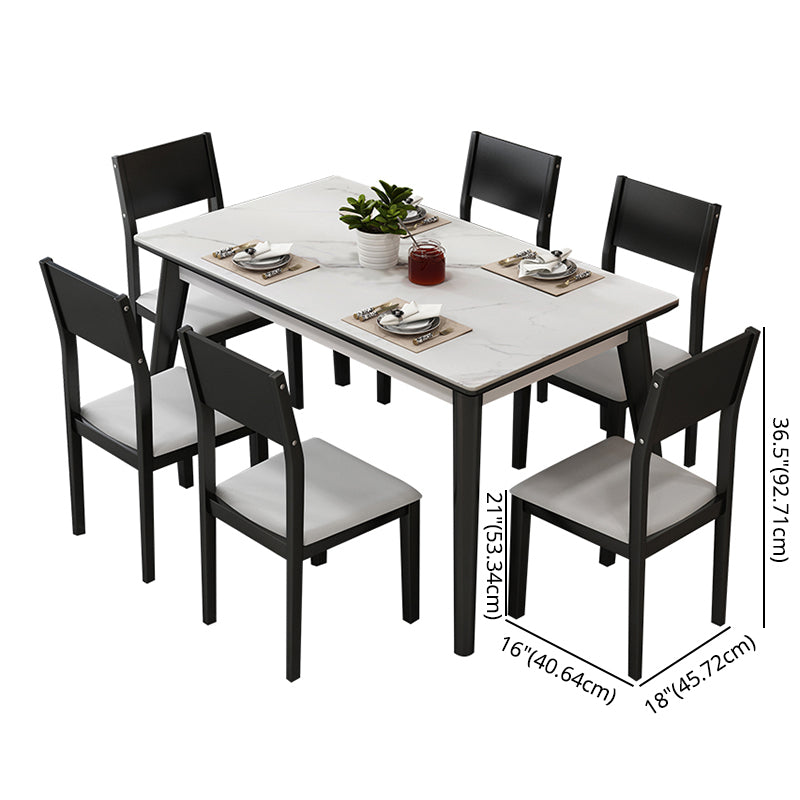 Modern Sintered Stone Table Set of 5/7 with Rectangle Table Dining Set with Woodern Chairs Clearhalo 'Dining Room Sets' 'Dining Tables & Seating' 'dining_room_set' 'furn' 'furn_dining_room_set' 'Furniture' 'furniture_dining_room_set' 'Kitchen & Dining Furniture' 'kitchen&dining_furn' 'kitchen' 3422500