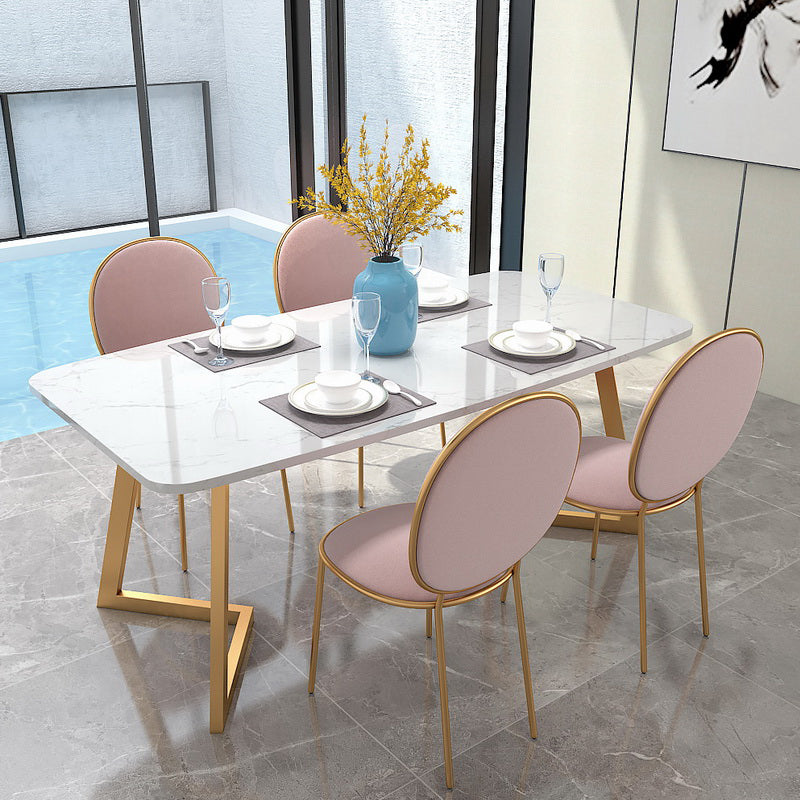 Modern Fixed Dining¬†Room¬†Table¬†Set Marble Top Kitchen Dining Furniture with 4 Legs Base Clearhalo 'Dining Room Sets' 'Dining Tables & Seating' 'dining_room_set' 'furn' 'furn_dining_room_set' 'Furniture' 'furniture_dining_room_set' 'Kitchen & Dining Furniture' 'kitchen&dining_furn' 'kitchen' 3422501