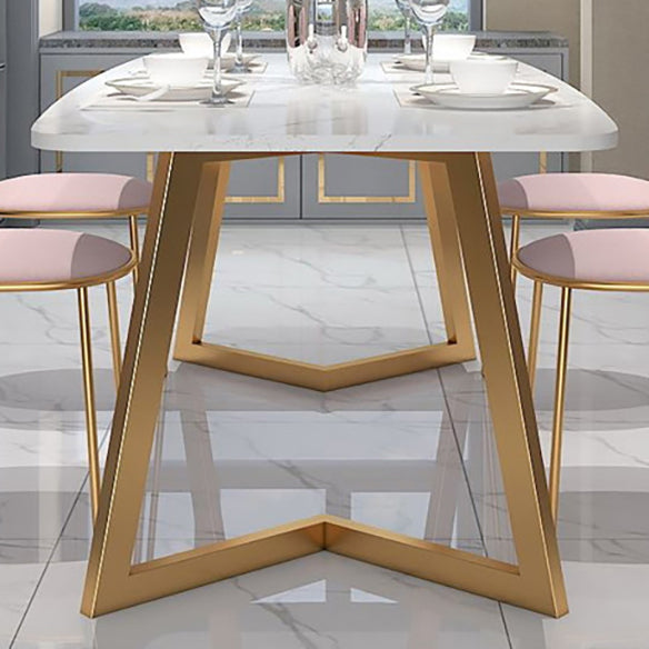 Modern Fixed Dining¬†Room¬†Table¬†Set Marble Top Kitchen Dining Furniture with 4 Legs Base Clearhalo 'Dining Room Sets' 'Dining Tables & Seating' 'dining_room_set' 'furn' 'furn_dining_room_set' 'Furniture' 'furniture_dining_room_set' 'Kitchen & Dining Furniture' 'kitchen&dining_furn' 'kitchen' 3422508
