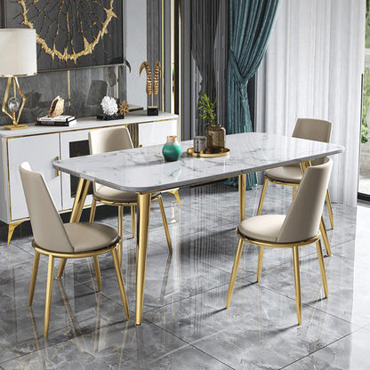 Fixed Sintered Stone Dining Room Set with Metallic 4 Legs Table Dining Room Furniture for Home Use 5 Piece Set Clearhalo 'Dining Room Sets' 'Dining Tables & Seating' 'dining_room_set' 'furn' 'furn_dining_room_set' 'Furniture' 'furniture_dining_room_set' 'Kitchen & Dining Furniture' 'kitchen&dining_furn' 'kitchen' 3422554