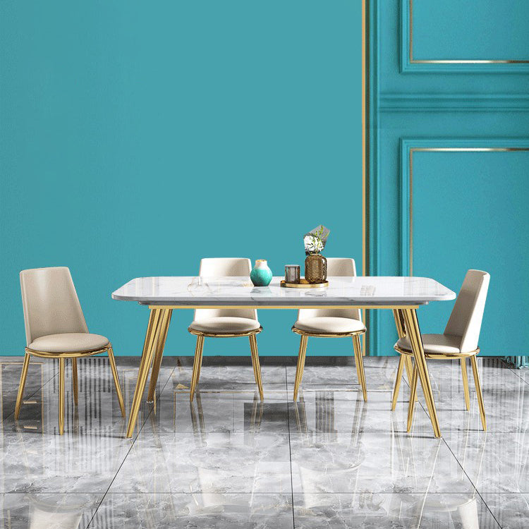 Fixed Sintered Stone Dining Room Set with Metallic 4 Legs Table Dining Room Furniture for Home Use Clearhalo 'Dining Room Sets' 'Dining Tables & Seating' 'dining_room_set' 'furn' 'furn_dining_room_set' 'Furniture' 'furniture_dining_room_set' 'Kitchen & Dining Furniture' 'kitchen&dining_furn' 'kitchen' 3422555