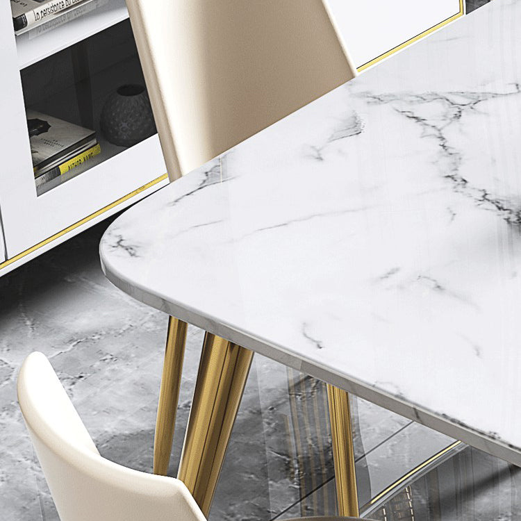 Fixed Sintered Stone Dining Room Set with Metallic 4 Legs Table Dining Room Furniture for Home Use Clearhalo 'Dining Room Sets' 'Dining Tables & Seating' 'dining_room_set' 'furn' 'furn_dining_room_set' 'Furniture' 'furniture_dining_room_set' 'Kitchen & Dining Furniture' 'kitchen&dining_furn' 'kitchen' 3422559