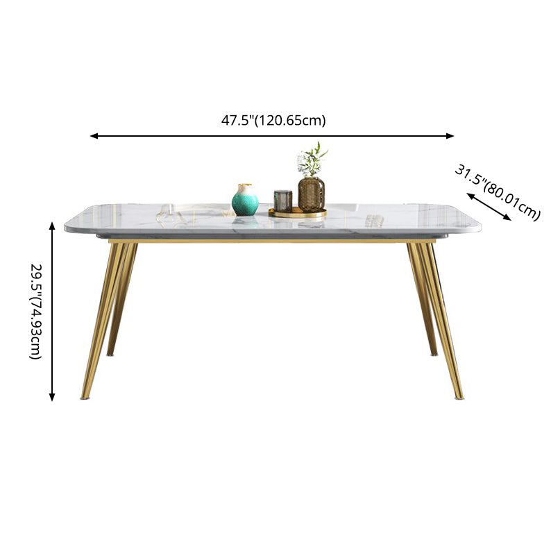 Fixed Sintered Stone Dining Room Set with Metallic 4 Legs Table Dining Room Furniture for Home Use Clearhalo 'Dining Room Sets' 'Dining Tables & Seating' 'dining_room_set' 'furn' 'furn_dining_room_set' 'Furniture' 'furniture_dining_room_set' 'Kitchen & Dining Furniture' 'kitchen&dining_furn' 'kitchen' 3422563