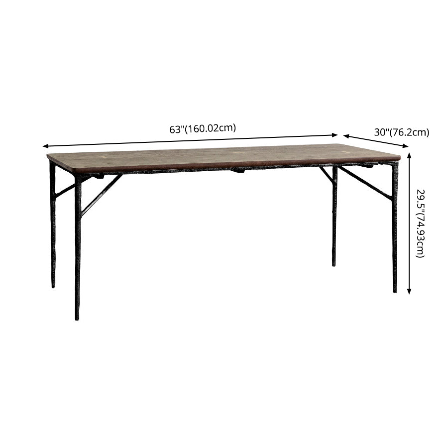 Industrial Style Wooden Dining¬†Room¬†Set with Rectangle Table and Metal Base Dining Table Furniture Clearhalo 'Dining Room Sets' 'Dining Tables & Seating' 'dining_room_set' 'furn' 'furn_dining_room_set' 'Furniture' 'furniture_dining_room_set' 'Kitchen & Dining Furniture' 'kitchen&dining_furn' 'kitchen' 3422583