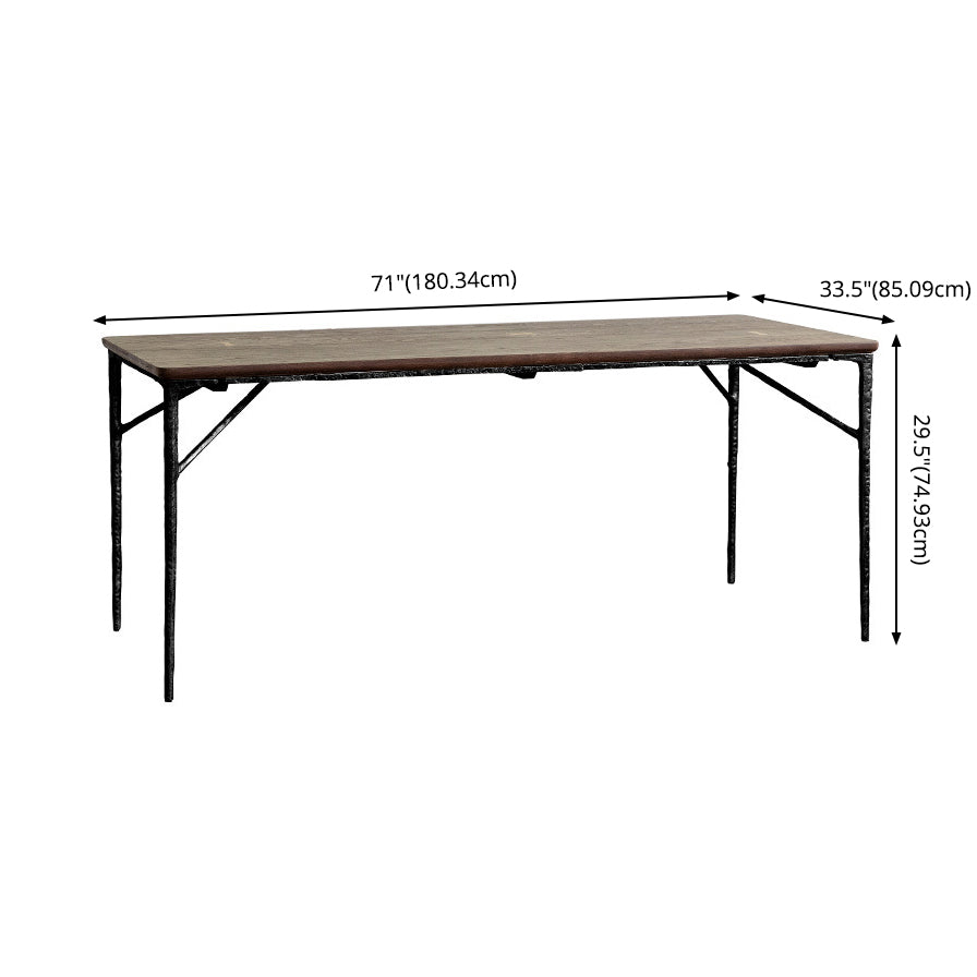 Industrial Style Wooden Dining¬†Room¬†Set with Rectangle Table and Metal Base Dining Table Furniture Clearhalo 'Dining Room Sets' 'Dining Tables & Seating' 'dining_room_set' 'furn' 'furn_dining_room_set' 'Furniture' 'furniture_dining_room_set' 'Kitchen & Dining Furniture' 'kitchen&dining_furn' 'kitchen' 3422584