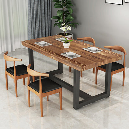 Industrial Style Solid Wood Top Dining Table Sets with Trestle Base Table Dining Table Furniture 5 Piece Set Clearhalo 'Dining Room Sets' 'Dining Tables & Seating' 'dining_room_set' 'furn' 'furn_dining_room_set' 'Furniture' 'furniture_dining_room_set' 'Kitchen & Dining Furniture' 'kitchen&dining_furn' 'kitchen' 3422590