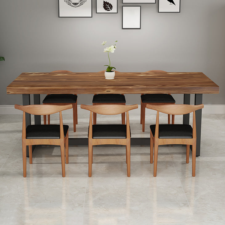Industrial Style Solid Wood Top Dining Table Sets with Trestle Base Table Dining Table Furniture Clearhalo 'Dining Room Sets' 'Dining Tables & Seating' 'dining_room_set' 'furn' 'furn_dining_room_set' 'Furniture' 'furniture_dining_room_set' 'Kitchen & Dining Furniture' 'kitchen&dining_furn' 'kitchen' 3422591