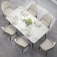 Modern Sintered Stone Table Set of 5/7 with Rectangle White Table Dining Set with PU Leather Chairs Clearhalo 'Dining Room Sets' 'Dining Tables & Seating' 'dining_room_set' 'furn' 'furn_dining_room_set' 'Furniture' 'furniture_dining_room_set' 'Kitchen & Dining Furniture' 'kitchen&dining_furn' 'kitchen' 3422626
