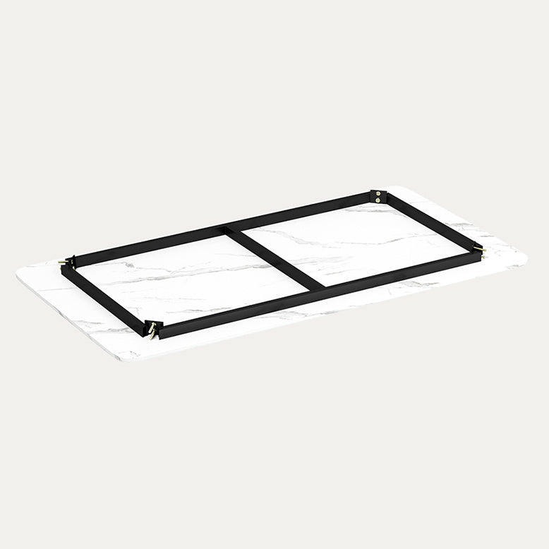 Modern Sintered Stone Table Set of 5/7 with Rectangle White Table Dining Set with PU Leather Chairs Clearhalo 'Dining Room Sets' 'Dining Tables & Seating' 'dining_room_set' 'furn' 'furn_dining_room_set' 'Furniture' 'furniture_dining_room_set' 'Kitchen & Dining Furniture' 'kitchen&dining_furn' 'kitchen' 3422630