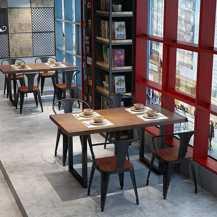 Industrial Wooden Dining¬†Room¬†Set with Rectangle Table and Metal Base Dining Table Furniture Clearhalo 'Dining Room Sets' 'Dining Tables & Seating' 'dining_room_set' 'furn' 'furn_dining_room_set' 'Furniture' 'furniture_dining_room_set' 'Kitchen & Dining Furniture' 'kitchen&dining_furn' 'kitchen' 3422658