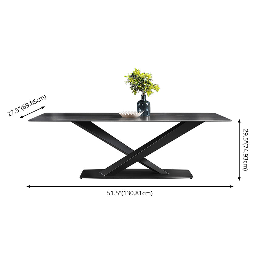 Modern Sintered Stone Dining Room Set with Rectangle Top and Black Base Furniture Clearhalo 'Dining Room Sets' 'Dining Tables & Seating' 'dining_room_set' 'furn' 'furn_dining_room_set' 'Furniture' 'furniture_dining_room_set' 'Kitchen & Dining Furniture' 'kitchen&dining_furn' 'kitchen' 3422671