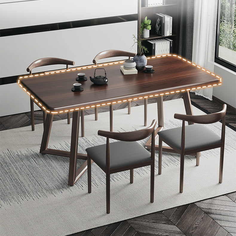 Wooden Modern Dining Room Set with Double Pedestal Base Formal Table Set for Home Use Clearhalo 'Dining Room Sets' 'Dining Tables & Seating' 'dining_room_set' 'furn' 'furn_dining_room_set' 'Furniture' 'furniture_dining_room_set' 'Kitchen & Dining Furniture' 'kitchen&dining_furn' 'kitchen' 3422686