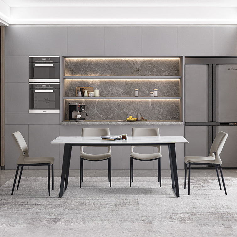 Modern Sintered Stone Dining Set White Multi Purpose Dining Table Furniture for Dining Room with 4 Chairs Clearhalo 'Dining Room Sets' 'Dining Tables & Seating' 'dining_room_set' 'furn' 'furn_dining_room_set' 'Furniture' 'furniture_dining_room_set' 'Kitchen & Dining Furniture' 'kitchen&dining_furn' 'kitchen' 3422717