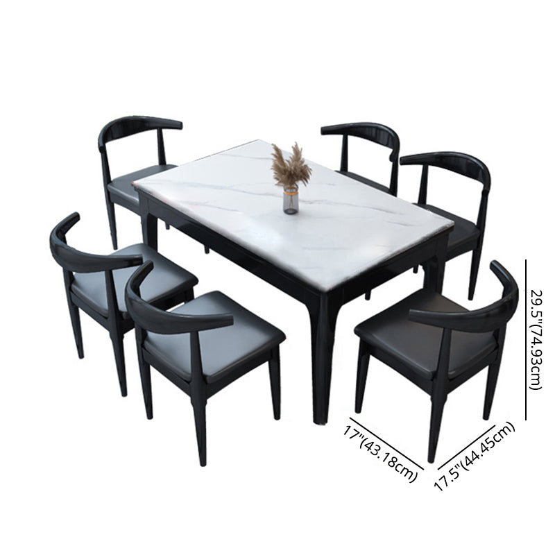 Modern Style Sintered Stone Standard Dining Set White Rectangle Dining Set for Kitchen Clearhalo 'Dining Room Sets' 'Dining Tables & Seating' 'dining_room_set' 'furn' 'furn_dining_room_set' 'Furniture' 'furniture_dining_room_set' 'Kitchen & Dining Furniture' 'kitchen&dining_furn' 'kitchen' 3422743