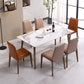 Modern Sintered Stone Dining Table Rectangular Dining Table with Four-leg Solid Wood Base 59.1"L x 31.5"W x 29.5"H with 6 Chairs Clearhalo 'Dining Room Sets' 'Dining Tables & Seating' 'dining_room_set' 'furn' 'furn_dining_room_set' 'Furniture' 'furniture_dining_room_set' 'Kitchen & Dining Furniture' 'kitchen&dining_furn' 'kitchen' 3422745