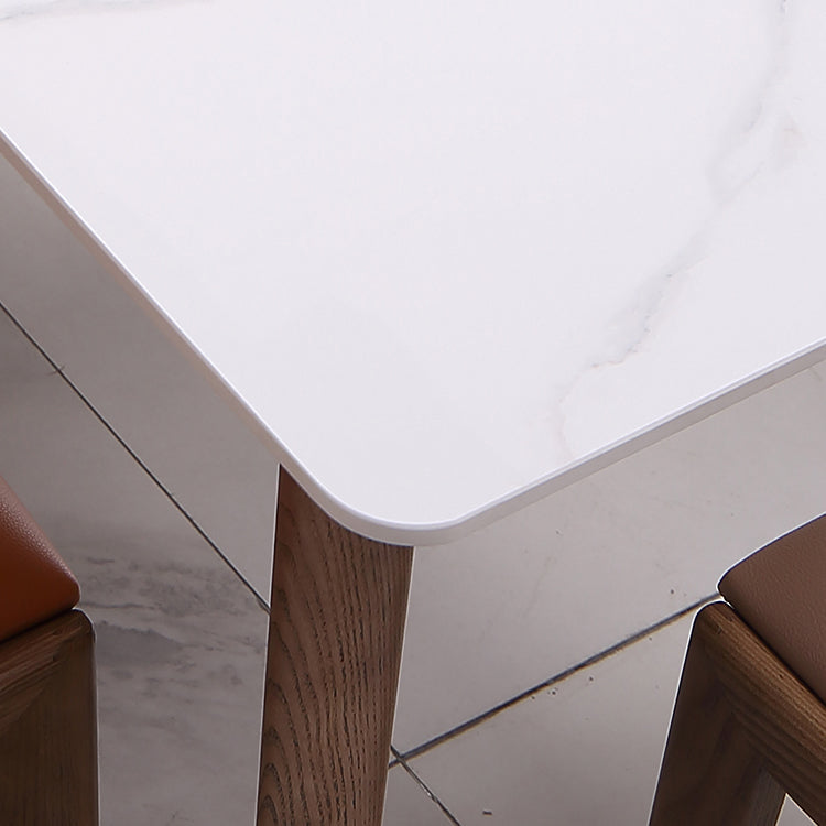 Modern Sintered Stone Dining Table Rectangular Dining Table with Four-leg Solid Wood Base Clearhalo 'Dining Room Sets' 'Dining Tables & Seating' 'dining_room_set' 'furn' 'furn_dining_room_set' 'Furniture' 'furniture_dining_room_set' 'Kitchen & Dining Furniture' 'kitchen&dining_furn' 'kitchen' 3422747