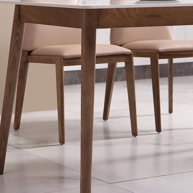 Modern Sintered Stone Dining Table Rectangular Dining Table with Four-leg Solid Wood Base Clearhalo 'Dining Room Sets' 'Dining Tables & Seating' 'dining_room_set' 'furn' 'furn_dining_room_set' 'Furniture' 'furniture_dining_room_set' 'Kitchen & Dining Furniture' 'kitchen&dining_furn' 'kitchen' 3422748