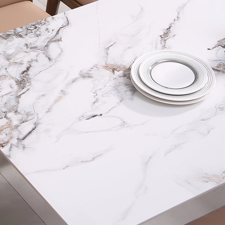 Modern Sintered Stone Dining Table Rectangular Dining Table with Four-leg Solid Wood Base Clearhalo 'Dining Room Sets' 'Dining Tables & Seating' 'dining_room_set' 'furn' 'furn_dining_room_set' 'Furniture' 'furniture_dining_room_set' 'Kitchen & Dining Furniture' 'kitchen&dining_furn' 'kitchen' 3422750