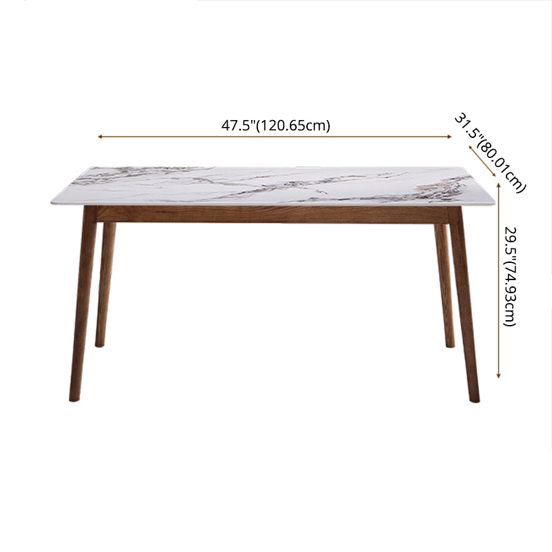Modern Sintered Stone Dining Table Rectangular Dining Table with Four-leg Solid Wood Base Clearhalo 'Dining Room Sets' 'Dining Tables & Seating' 'dining_room_set' 'furn' 'furn_dining_room_set' 'Furniture' 'furniture_dining_room_set' 'Kitchen & Dining Furniture' 'kitchen&dining_furn' 'kitchen' 3422754