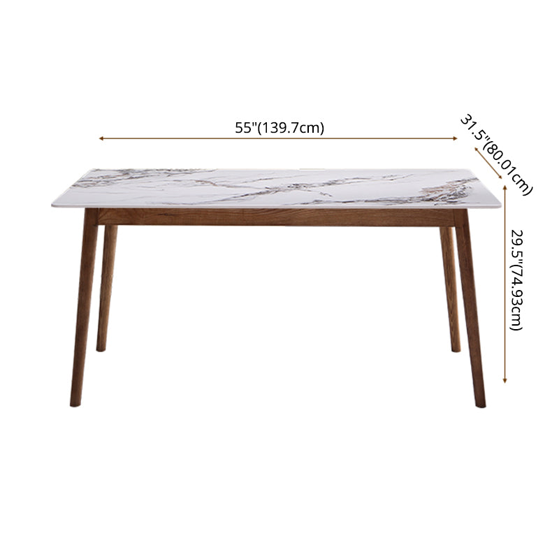 Modern Sintered Stone Dining Table Rectangular Dining Table with Four-leg Solid Wood Base Clearhalo 'Dining Room Sets' 'Dining Tables & Seating' 'dining_room_set' 'furn' 'furn_dining_room_set' 'Furniture' 'furniture_dining_room_set' 'Kitchen & Dining Furniture' 'kitchen&dining_furn' 'kitchen' 3422756