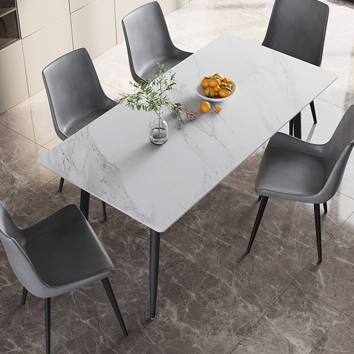Modern Style Sintered Stone Dining Table Rectangular Dining Table with Metal Base Clearhalo 'Dining Room Sets' 'Dining Tables & Seating' 'dining_room_set' 'furn' 'furn_dining_room_set' 'Furniture' 'furniture_dining_room_set' 'Kitchen & Dining Furniture' 'kitchen&dining_furn' 'kitchen' 3422759