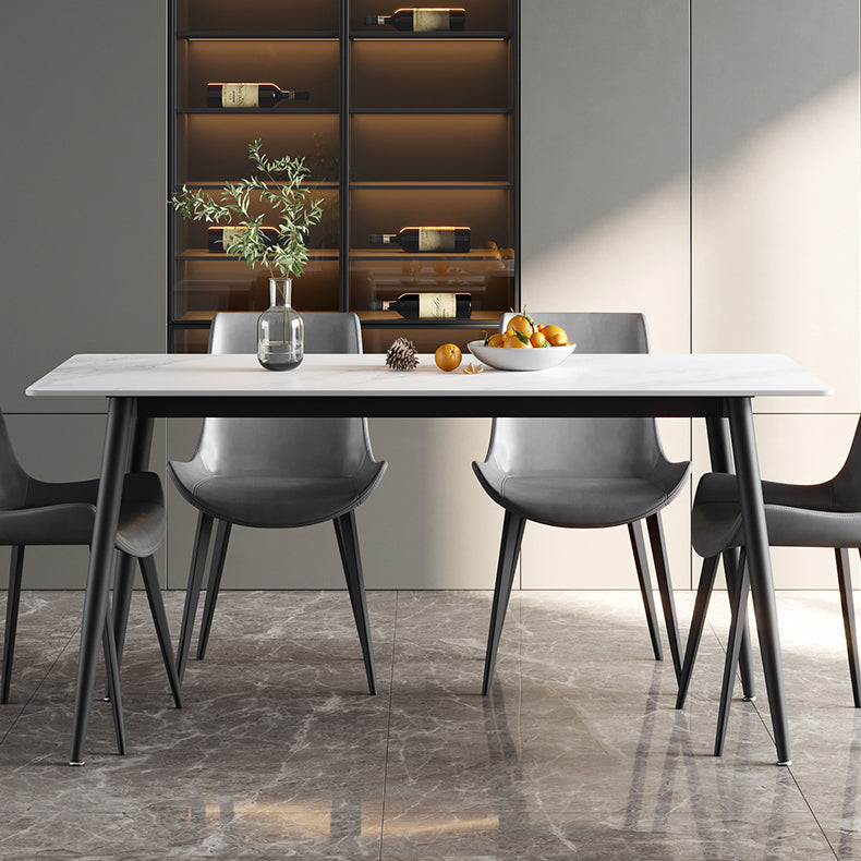 Modern Style Sintered Stone Dining Table Rectangular Dining Table with Metal Base Clearhalo 'Dining Room Sets' 'Dining Tables & Seating' 'dining_room_set' 'furn' 'furn_dining_room_set' 'Furniture' 'furniture_dining_room_set' 'Kitchen & Dining Furniture' 'kitchen&dining_furn' 'kitchen' 3422761
