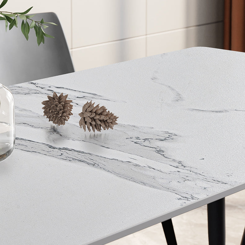 Modern Style Sintered Stone Dining Table Rectangular Dining Table with Metal Base Clearhalo 'Dining Room Sets' 'Dining Tables & Seating' 'dining_room_set' 'furn' 'furn_dining_room_set' 'Furniture' 'furniture_dining_room_set' 'Kitchen & Dining Furniture' 'kitchen&dining_furn' 'kitchen' 3422763