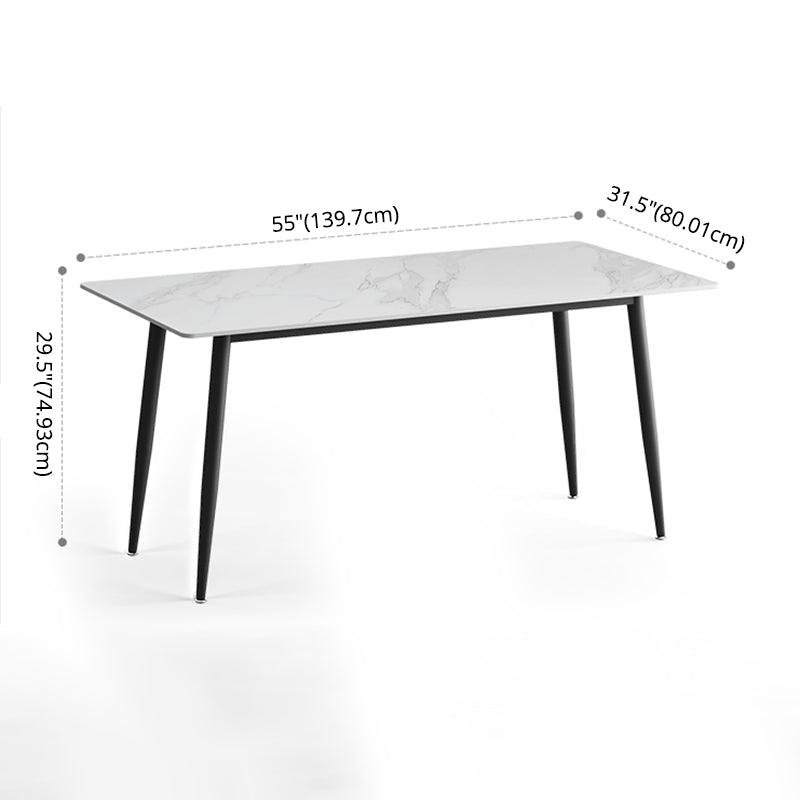 Modern Style Sintered Stone Dining Table Rectangular Dining Table with Metal Base Clearhalo 'Dining Room Sets' 'Dining Tables & Seating' 'dining_room_set' 'furn' 'furn_dining_room_set' 'Furniture' 'furniture_dining_room_set' 'Kitchen & Dining Furniture' 'kitchen&dining_furn' 'kitchen' 3422769