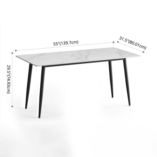 Modern Style Sintered Stone Dining Table Rectangular Dining Table with Metal Base Clearhalo 'Dining Room Sets' 'Dining Tables & Seating' 'dining_room_set' 'furn' 'furn_dining_room_set' 'Furniture' 'furniture_dining_room_set' 'Kitchen & Dining Furniture' 'kitchen&dining_furn' 'kitchen' 3422769