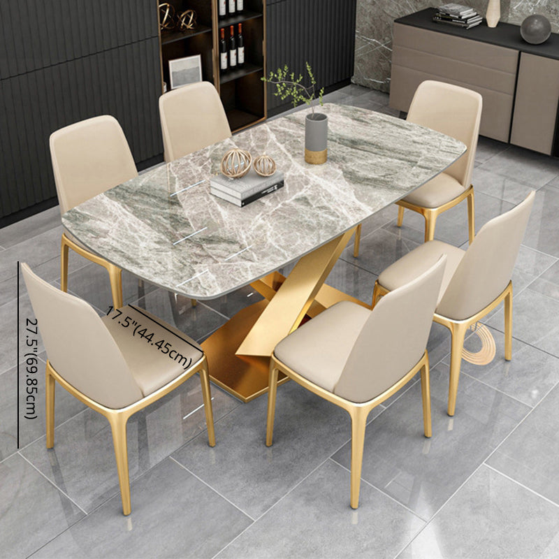 Modern Style Sintered Stone Kitchen Set with Table and Upholstered Chairs Clearhalo 'Dining Room Sets' 'Dining Tables & Seating' 'dining_room_set' 'furn' 'furn_dining_room_set' 'Furniture' 'furniture_dining_room_set' 'Kitchen & Dining Furniture' 'kitchen&dining_furn' 'kitchen' 3422809