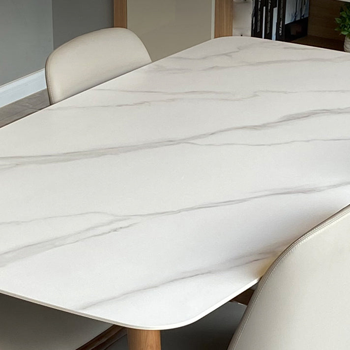 Modern Sintered Stone Dining Table Rectangular Dining Table Set with Solid Wood Base Clearhalo 'Dining Room Sets' 'Dining Tables & Seating' 'dining_room_set' 'furn' 'furn_dining_room_set' 'Furniture' 'furniture_dining_room_set' 'Kitchen & Dining Furniture' 'kitchen&dining_furn' 'kitchen' 3422814