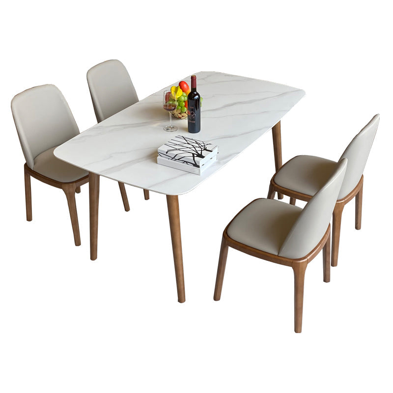 Modern Sintered Stone Dining Table Rectangular Dining Table Set with Solid Wood Base Clearhalo 'Dining Room Sets' 'Dining Tables & Seating' 'dining_room_set' 'furn' 'furn_dining_room_set' 'Furniture' 'furniture_dining_room_set' 'Kitchen & Dining Furniture' 'kitchen&dining_furn' 'kitchen' 3422815
