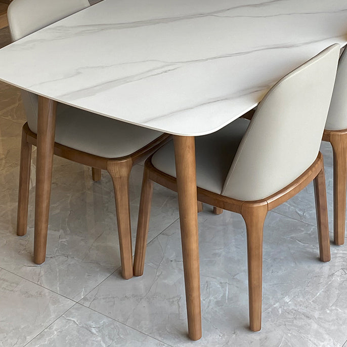 Modern Sintered Stone Dining Table Rectangular Dining Table Set with Solid Wood Base Clearhalo 'Dining Room Sets' 'Dining Tables & Seating' 'dining_room_set' 'furn' 'furn_dining_room_set' 'Furniture' 'furniture_dining_room_set' 'Kitchen & Dining Furniture' 'kitchen&dining_furn' 'kitchen' 3422817