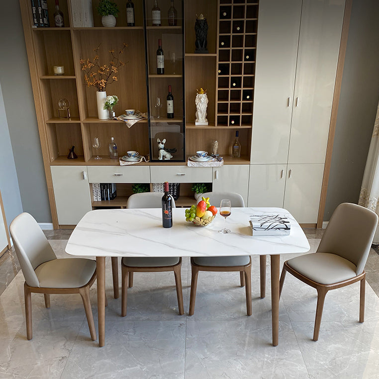 Modern Sintered Stone Dining Table Rectangular Dining Table Set with Solid Wood Base Clearhalo 'Dining Room Sets' 'Dining Tables & Seating' 'dining_room_set' 'furn' 'furn_dining_room_set' 'Furniture' 'furniture_dining_room_set' 'Kitchen & Dining Furniture' 'kitchen&dining_furn' 'kitchen' 3422824