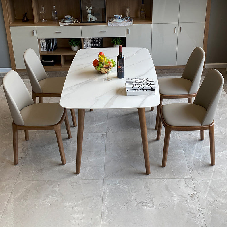 Modern Sintered Stone Dining Table Rectangular Dining Table Set with Solid Wood Base Clearhalo 'Dining Room Sets' 'Dining Tables & Seating' 'dining_room_set' 'furn' 'furn_dining_room_set' 'Furniture' 'furniture_dining_room_set' 'Kitchen & Dining Furniture' 'kitchen&dining_furn' 'kitchen' 3422825