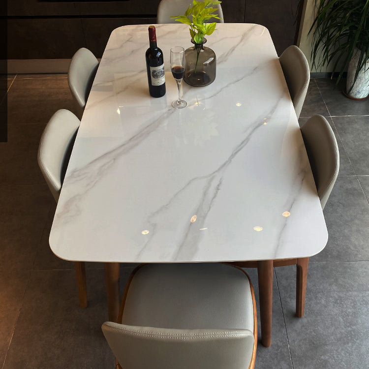 Modern Sintered Stone Dining Table Rectangular Dining Table Set with Solid Wood Base Clearhalo 'Dining Room Sets' 'Dining Tables & Seating' 'dining_room_set' 'furn' 'furn_dining_room_set' 'Furniture' 'furniture_dining_room_set' 'Kitchen & Dining Furniture' 'kitchen&dining_furn' 'kitchen' 3422827