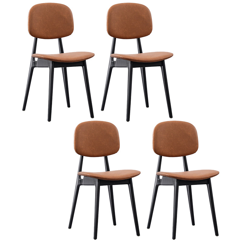 Modern Armless Dining Side Chair Indoor Open Back Chair with Metal Legs Brown Set of 4 Clearhalo ' kitchen&dining_furn' 'Dining Chairs' 'Dining Tables & Seating' 'dining_chair' 'Furniture' 'furniture_dining_chair' 'Kitchen & Dining Furniture' 'kitchen' 3444982