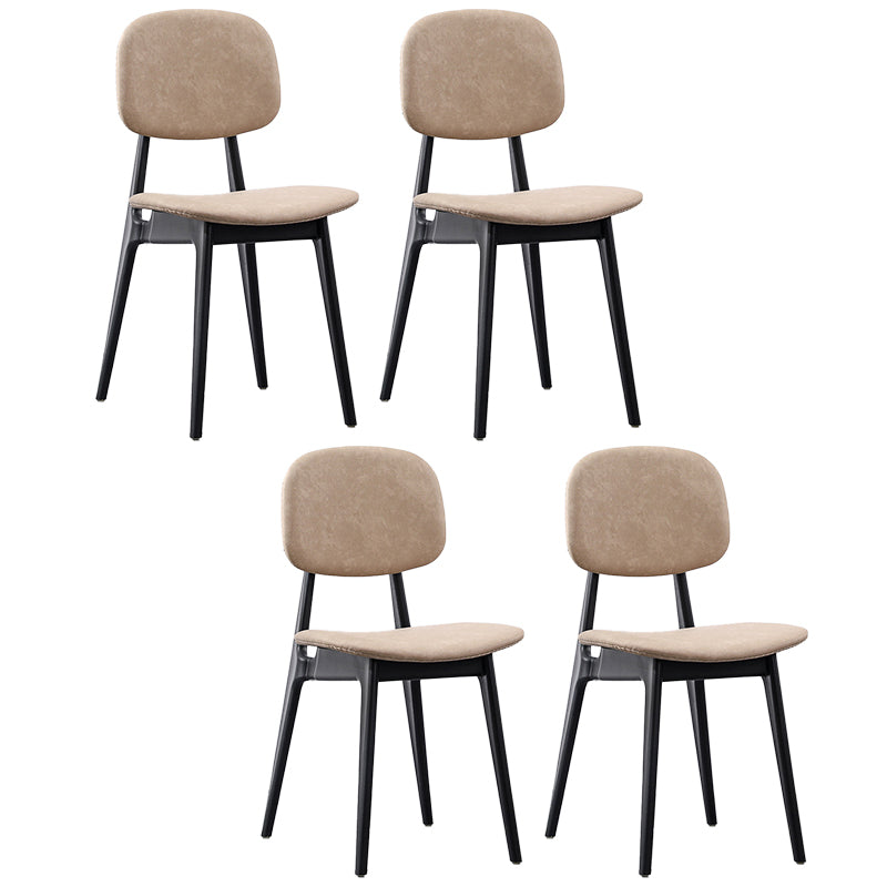 Modern Armless Dining Side Chair Indoor Open Back Chair with Metal Legs Off-White Set of 4 Clearhalo ' kitchen&dining_furn' 'Dining Chairs' 'Dining Tables & Seating' 'dining_chair' 'Furniture' 'furniture_dining_chair' 'Kitchen & Dining Furniture' 'kitchen' 3444990