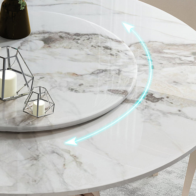 Modern Sintered Stone Dining¬†Room¬†Set with Round Table and Metal Base Dining Table Furniture Clearhalo 'Dining Room Sets' 'Dining Tables & Seating' 'dining_room_set' 'furn' 'furn_dining_room_set' 'Furniture' 'furniture_dining_room_set' 'Kitchen & Dining Furniture' 'kitchen&dining_furn' 'kitchen' 3446751