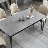 Minimalist Style Sintered Stone Dining Set with Traditional Height Table and 4 Black Legs Base Clearhalo 'Dining Room Sets' 'Dining Tables & Seating' 'dining_room_set' 'furn' 'furn_dining_room_set' 'Furniture' 'furniture_dining_room_set' 'Kitchen & Dining Furniture' 'kitchen&dining_furn' 'kitchen' 3446763