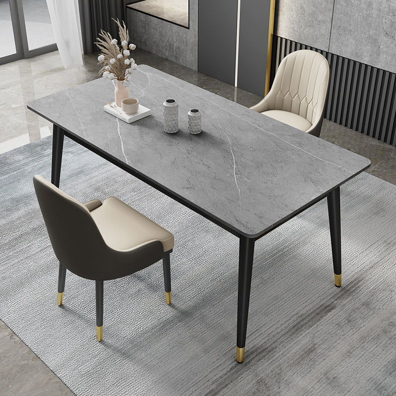 Minimalist Style Sintered Stone Dining Set with Traditional Height Table and 4 Black Legs Base Clearhalo 'Dining Room Sets' 'Dining Tables & Seating' 'dining_room_set' 'furn' 'furn_dining_room_set' 'Furniture' 'furniture_dining_room_set' 'Kitchen & Dining Furniture' 'kitchen&dining_furn' 'kitchen' 3446774