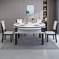 Modern Kitchen Dining Room Set with Sintered Stone Top and Black Base Dining Furniture Set Clearhalo 'Dining Room Sets' 'Dining Tables & Seating' 'dining_room_set' 'furn' 'furn_dining_room_set' 'Furniture' 'furniture_dining_room_set' 'Kitchen & Dining Furniture' 'kitchen&dining_furn' 'kitchen' 3446776