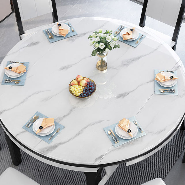 Modern Kitchen Dining Room Set with Sintered Stone Top and Black Base Dining Furniture Set Clearhalo 'Dining Room Sets' 'Dining Tables & Seating' 'dining_room_set' 'furn' 'furn_dining_room_set' 'Furniture' 'furniture_dining_room_set' 'Kitchen & Dining Furniture' 'kitchen&dining_furn' 'kitchen' 3446781