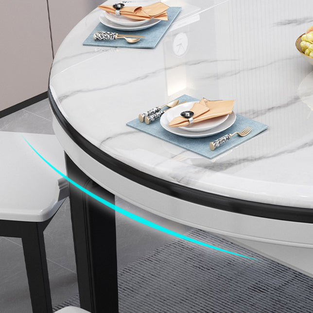 Modern Kitchen Dining Room Set with Sintered Stone Top and Black Base Dining Furniture Set Clearhalo 'Dining Room Sets' 'Dining Tables & Seating' 'dining_room_set' 'furn' 'furn_dining_room_set' 'Furniture' 'furniture_dining_room_set' 'Kitchen & Dining Furniture' 'kitchen&dining_furn' 'kitchen' 3446782